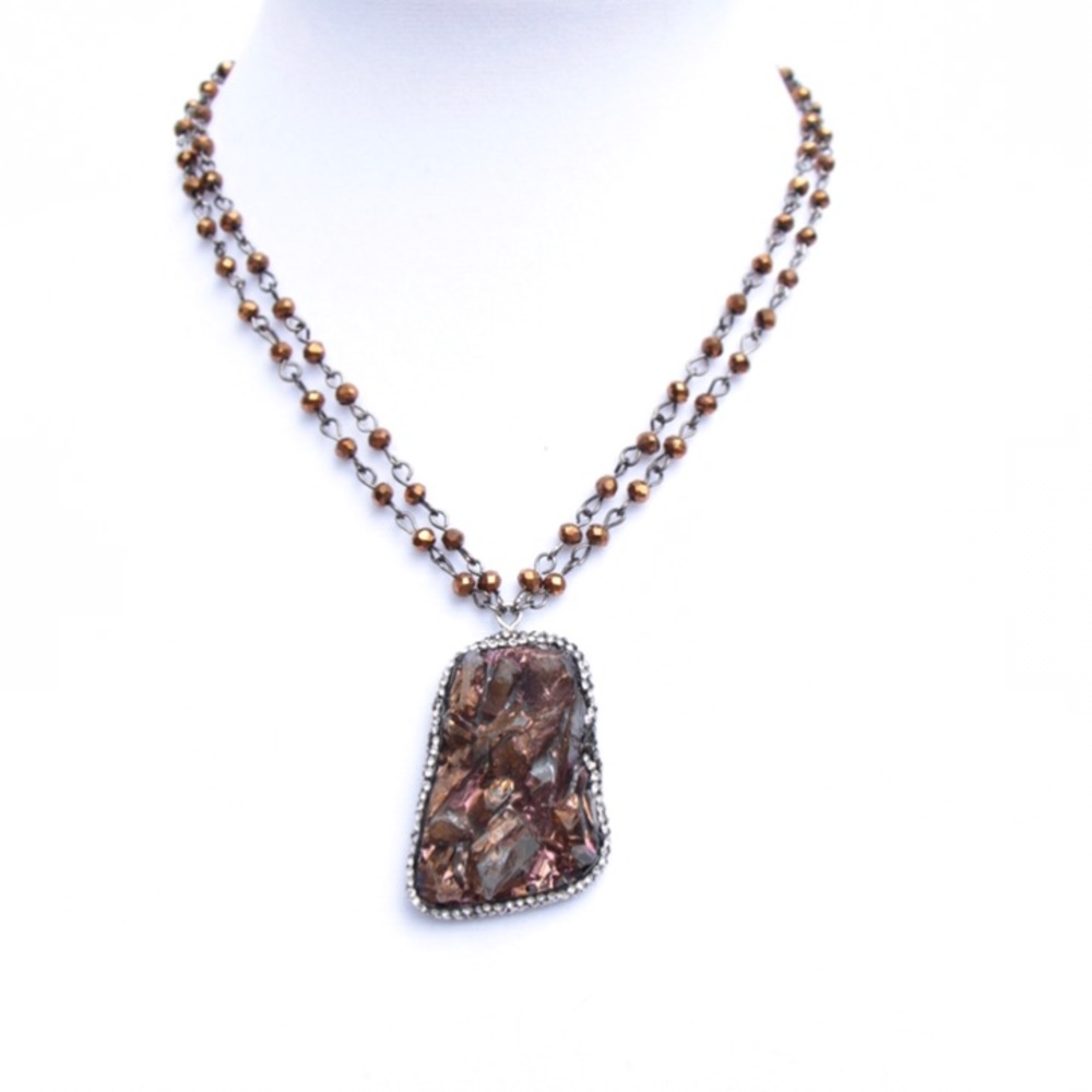 Handmade Bronze Paved Necklace